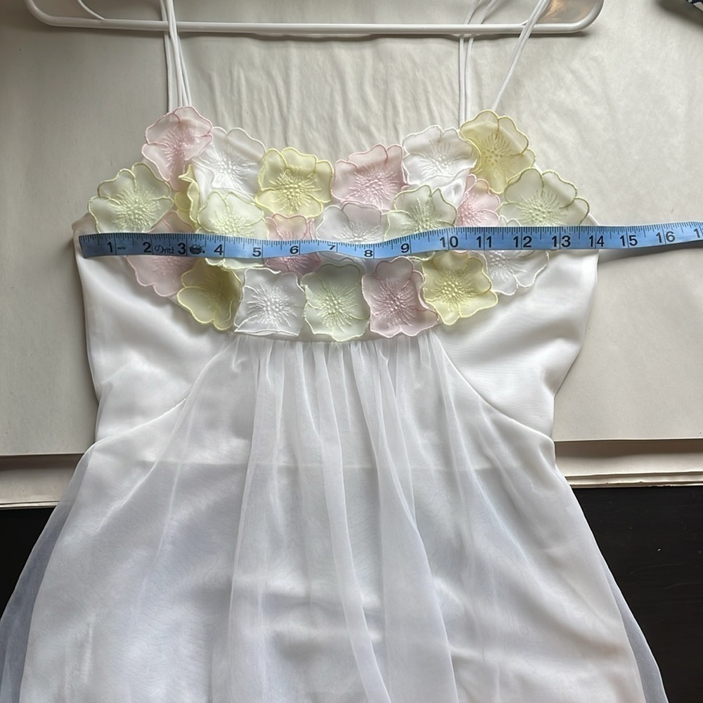 Warner’s Chemise Nightie SM White Romantic Appliqué VTG Slip Floral Chiffon - Picture 11 of 15